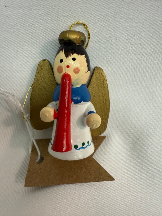 Wht Handmade VTG wood angel, 2”