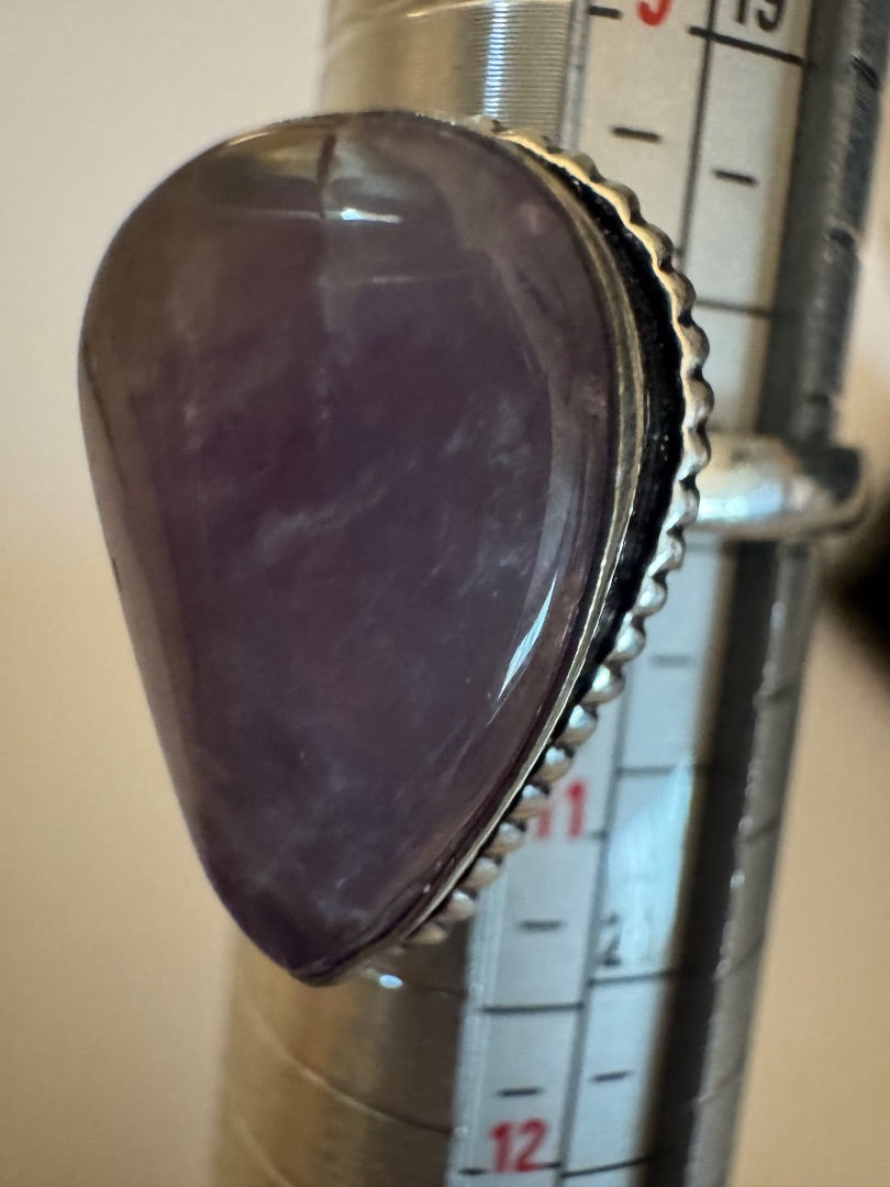 Amethyst teardrop 925 ring 10