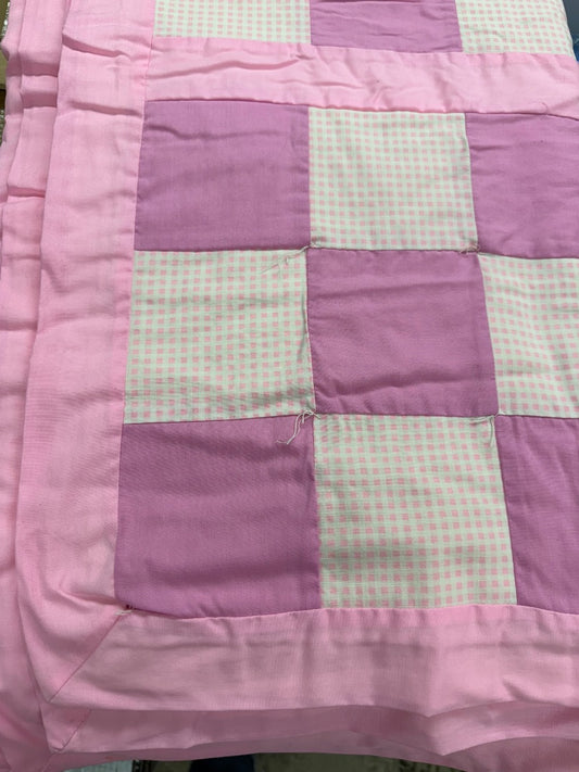 Hot Pink Handmade VTG Patchwork Quilt, 84x60