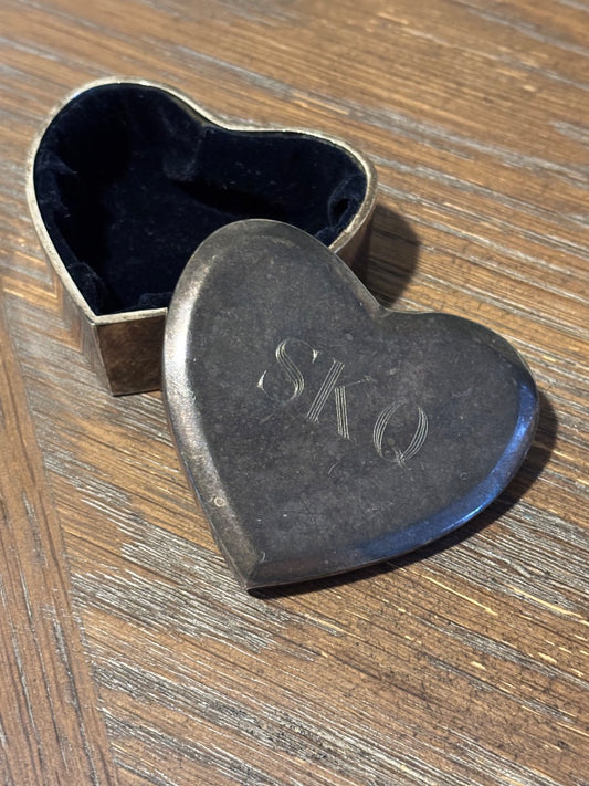 Heart trinket box silver plated