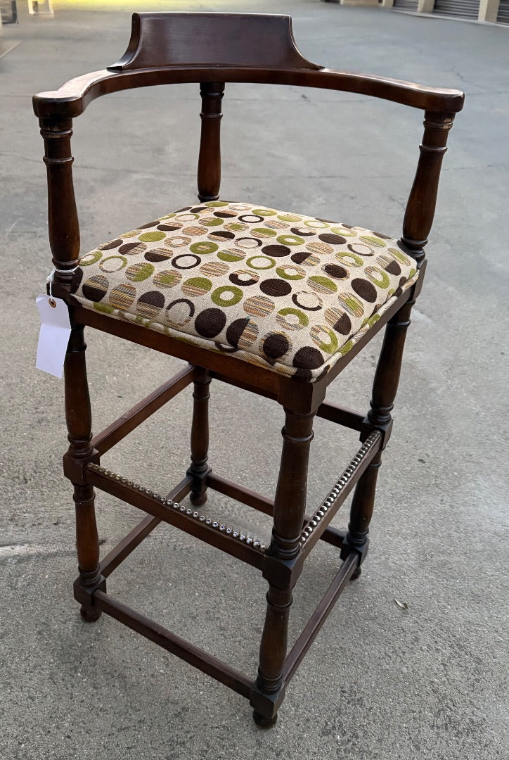 Brn/Multi  Antique Corner Bar Stool
