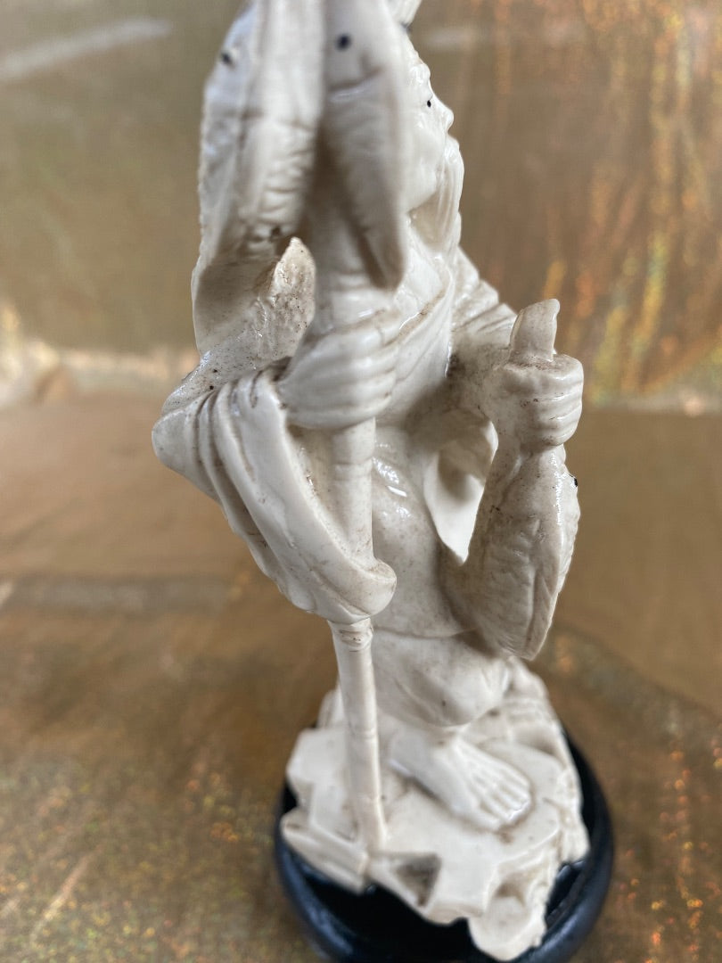 Cream Unknown Ivory Carved Fisherman (as-is), 6.5”