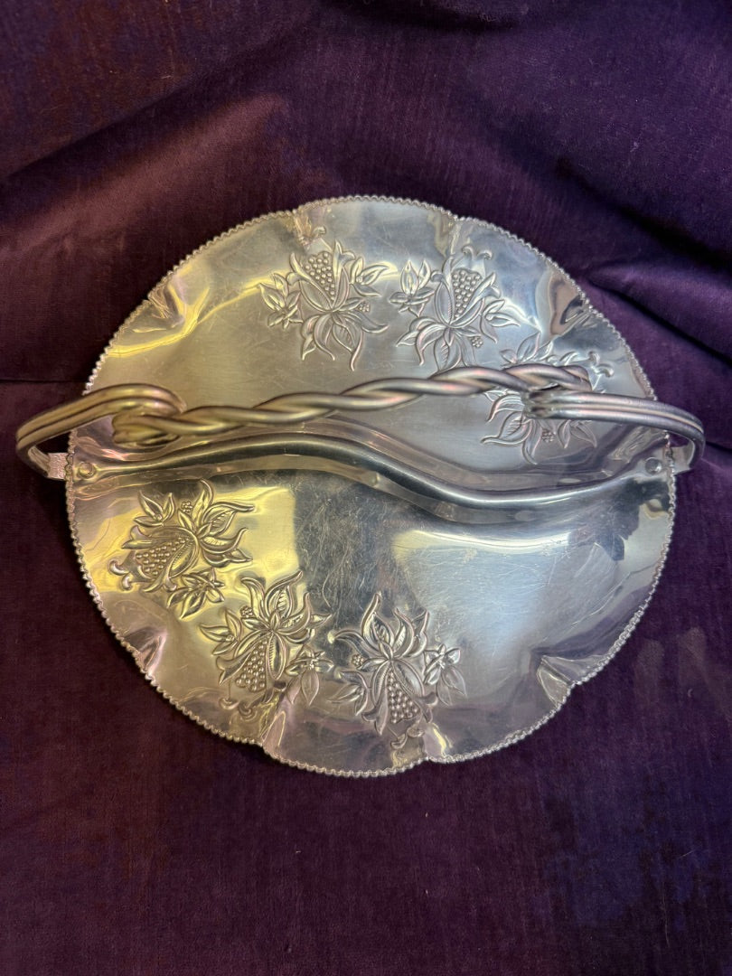 Silver Faber & Shlevin VTG Burnished Aluminum Serving Tray, 10" Di