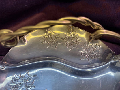 Silver Faber & Shlevin VTG Burnished Aluminum Serving Tray, 10" Di