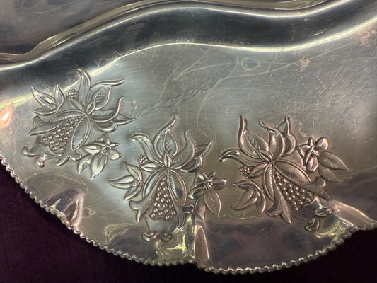 Silver Faber & Shlevin VTG Burnished Aluminum Serving Tray, 10" Di