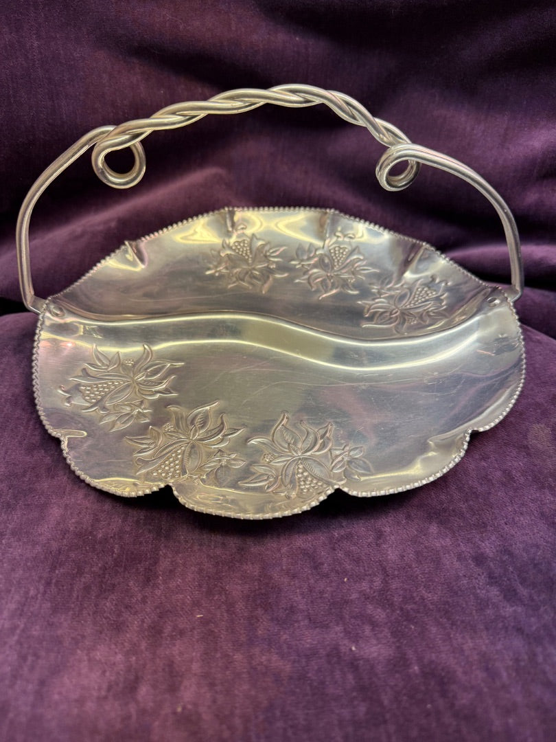 Silver Faber & Shlevin VTG Burnished Aluminum Serving Tray, 10" Di