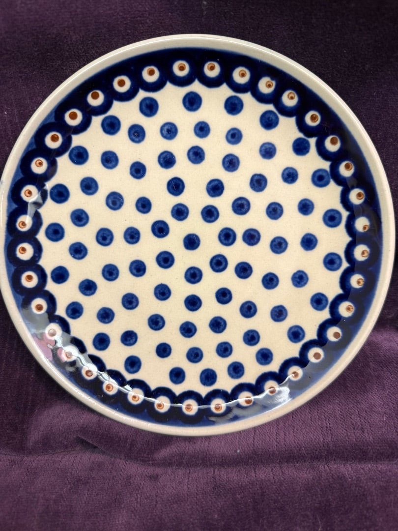 Blu/Crm Boleslawiec Polish Pottery Dish, 7.5"