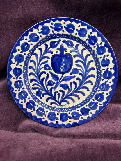 Blu/Wht J.E. Arco Handpainted Fajalauza Plate, 7.75