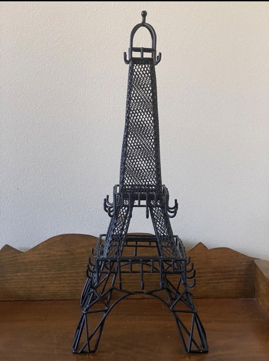 Eiffel Tower Metal Jewelry Organizer Stand Holder Necklace Bracelet Black 18" T