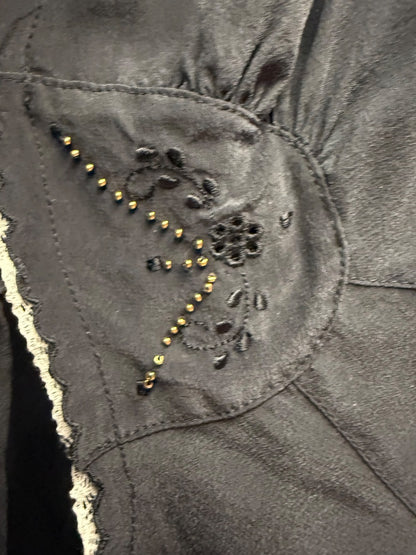 Blk/Crm lace Wallflower Silk top, S