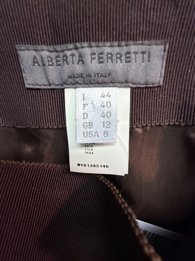 Brn/Org/Rd Alberta Ferretti VTG Silk Designer Skirt, 8