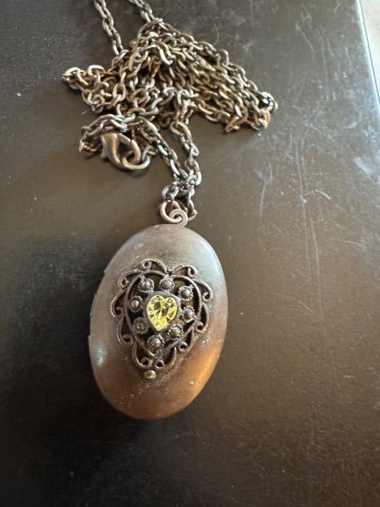 Gun metal ornate locket
