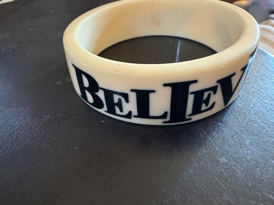 Believe in Yourself thick white bangle