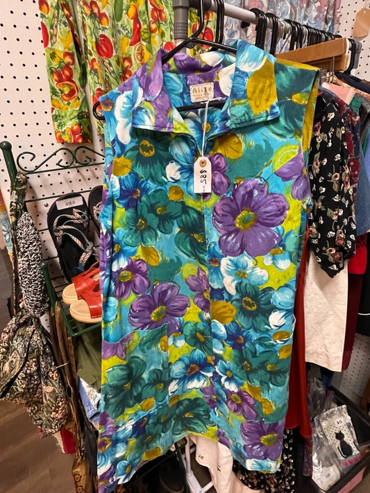 Vintage 60s barkcloth dress