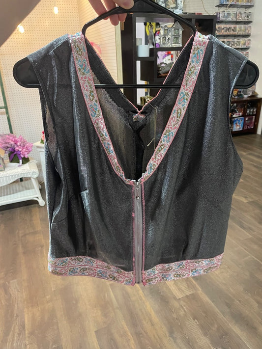Silver disco top, handmade, size L