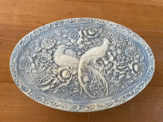 Blue  Incolay soapstone jewelry box