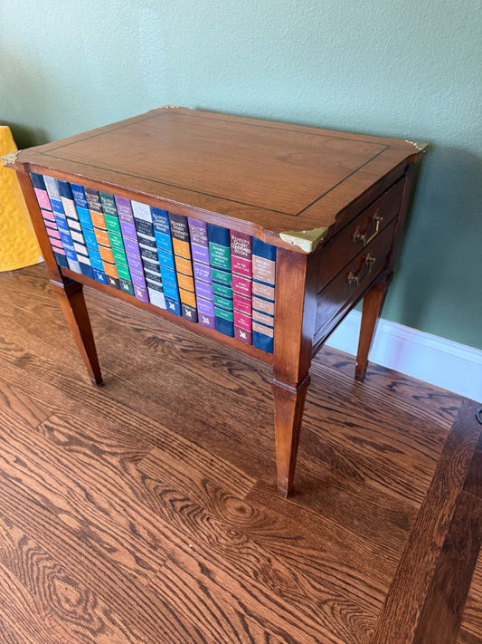 Vintage Book Decor End Table