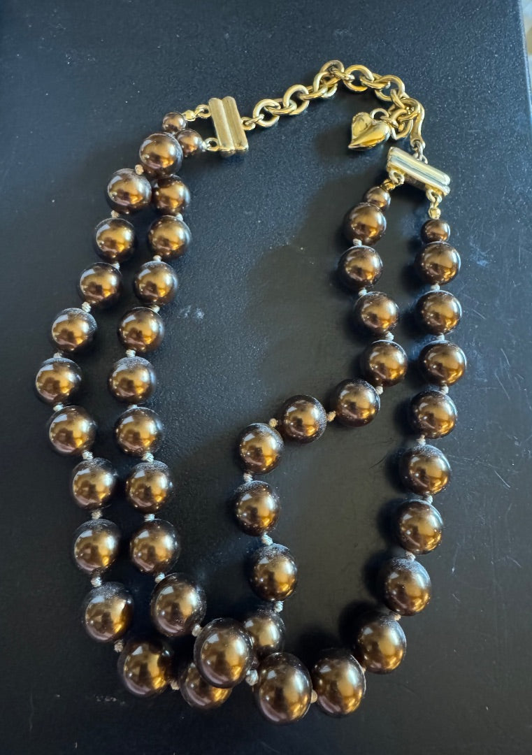 Carolee Chocolate faux pearl multistrand necklace