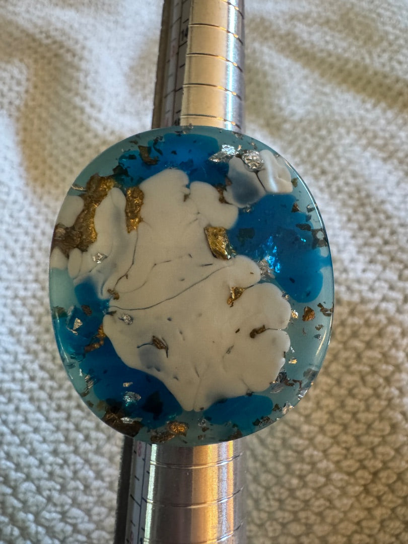 Blue White Gold Resin? ring 7