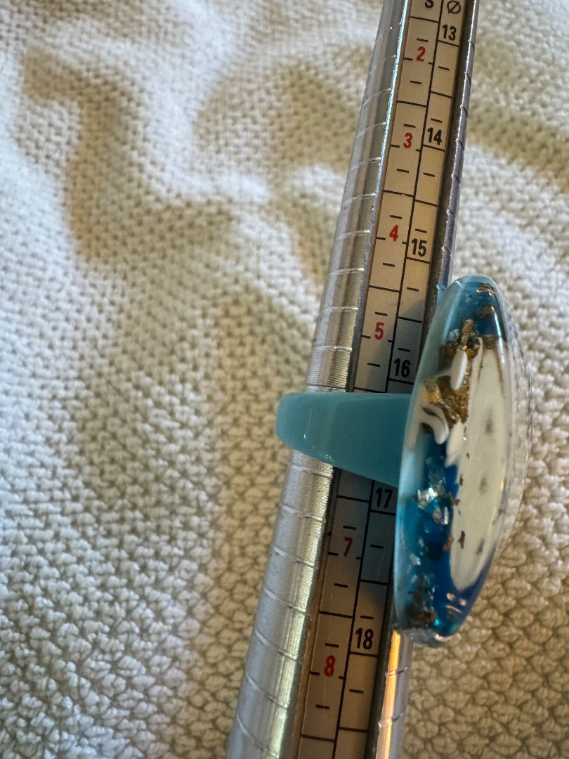 Blue White Gold Resin? ring 7