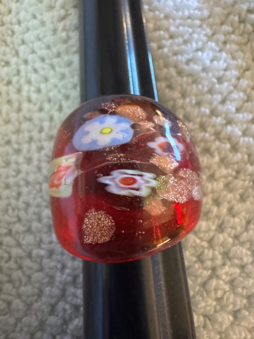Red Chunky design Resin? ring 6 1/2