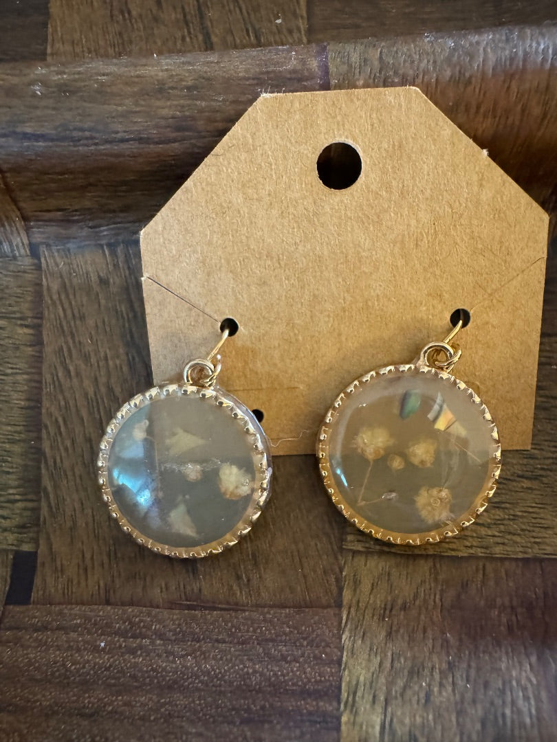 Viola Real Pressed Flowers dangle earrings