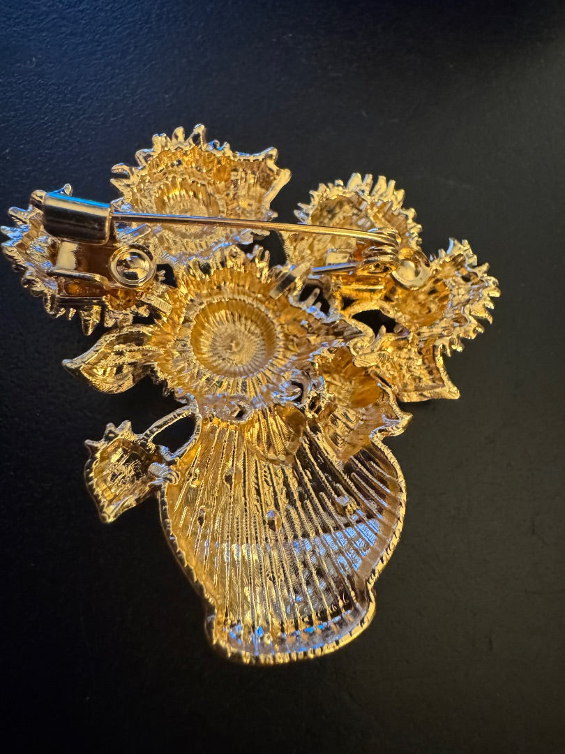 Van Gogh inspired flower vase brooch