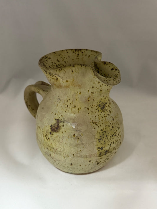 Tan and dark brown  Ceramic pitcher, Small