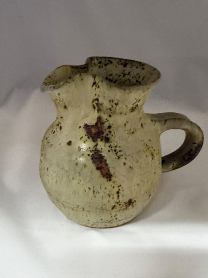 Tan and dark brown  Ceramic pitcher, Small