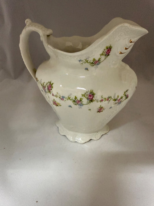 White with flowers Johnson Brothers Ceramic pitcher, Small