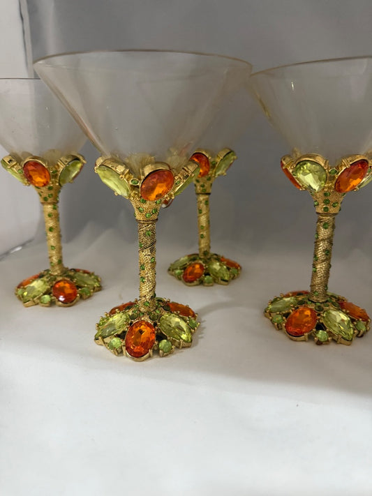Clear with gemstones  Martini glasses, Large