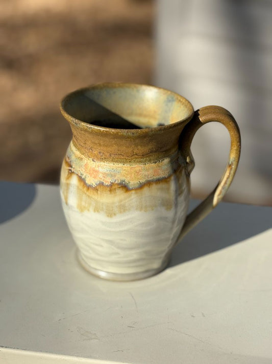 Handmade pottery large tan mug