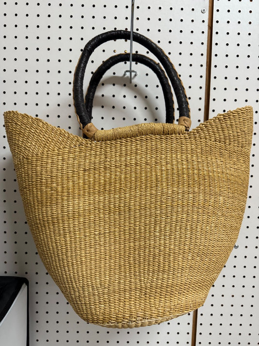 Tan African made Wicker handbag, Large