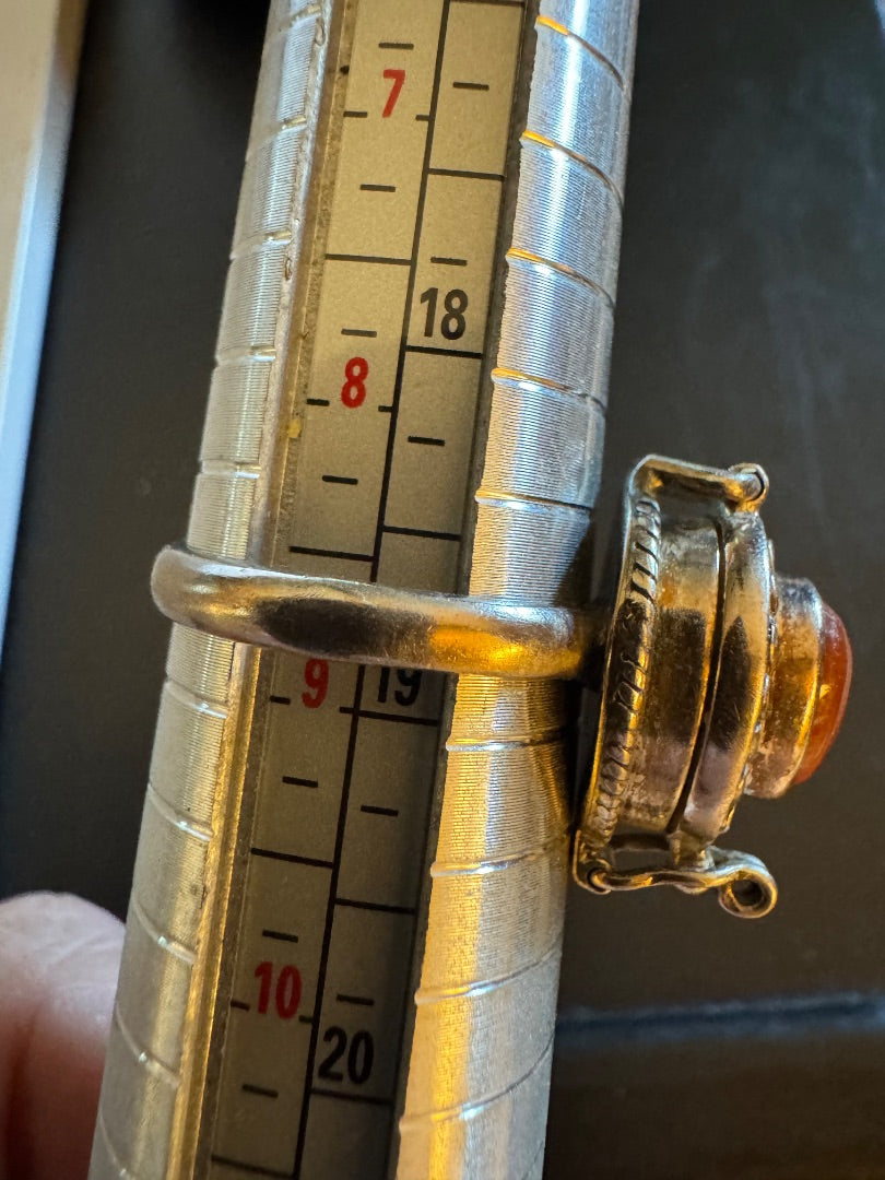 Orange 925 stamped poison ring 8 1/2