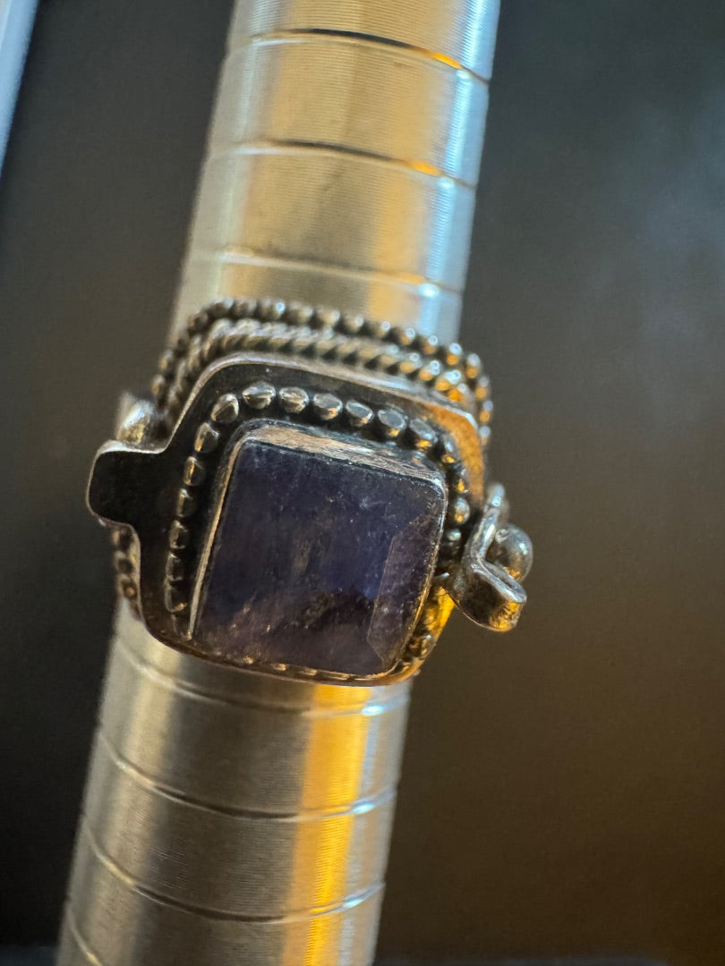 Square purple 925 stamped poison ring 5