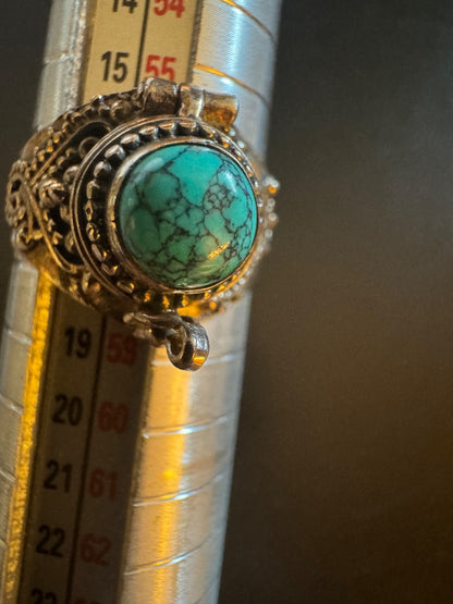 Turq 925 stamped poison ring 8
