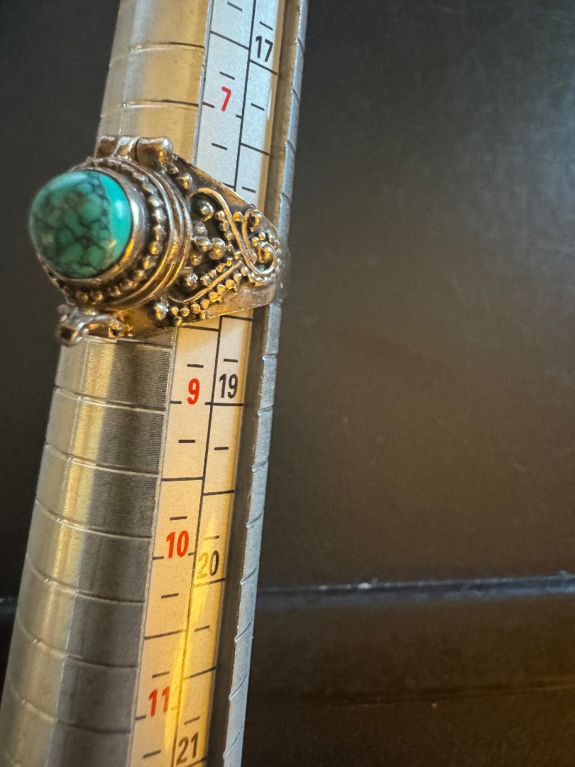 Turq 925 stamped poison ring 8
