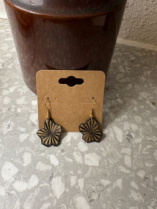 Leather gold earrings