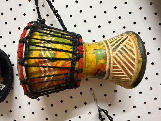 Yellow, green, orange African made Hand Drum, Small