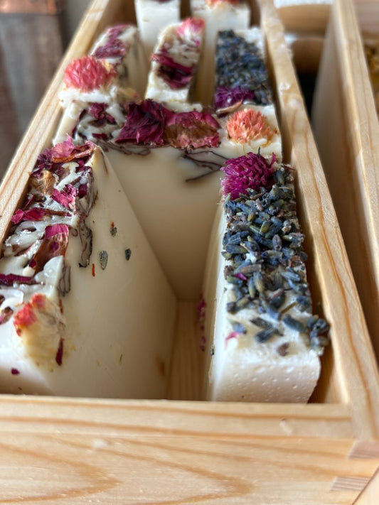 Soap with dark flowers