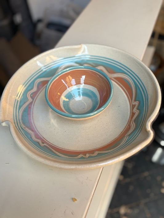 Handmade pottery chip plate
