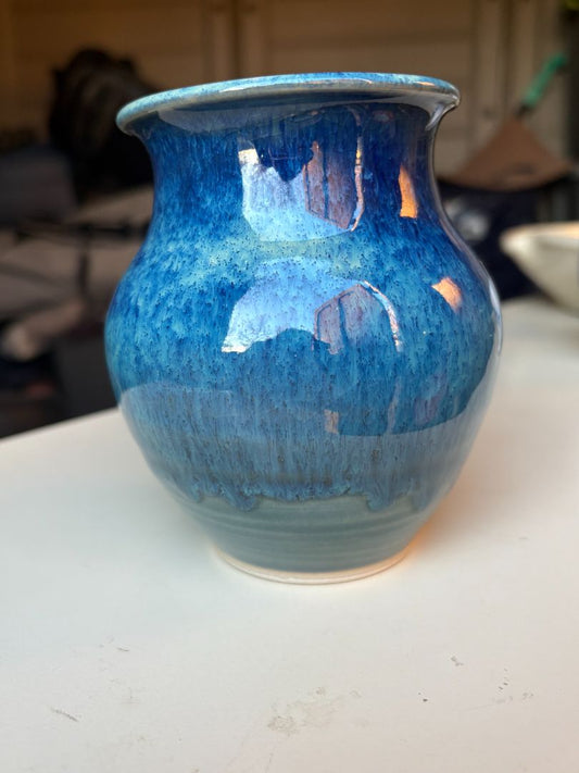 Handmade pottery vase blue