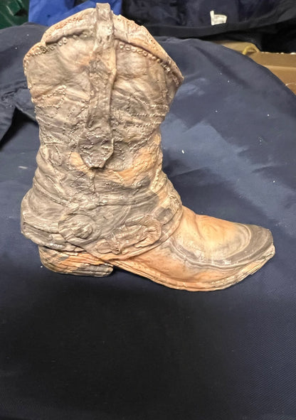 Hand carved stone cowboy boot