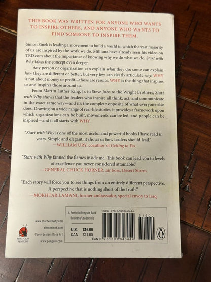 Paperback Start With Why, 6 x 4 x 1