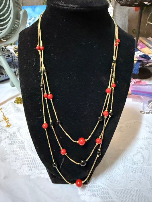 Red and black  Vintage lucite necklace