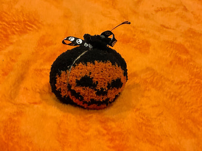 Orange and Black Handmade Rustic Orange and Black Pumpkins, Mini