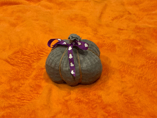 Gray Handmade Rustic Gray Striped Pumpkins, Mini