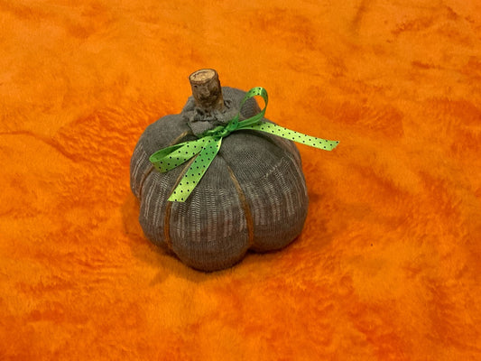 Gray Handmade Rustic Gray Striped Pumpkins, Mini