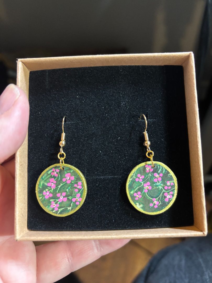 Pink Flower Earrings