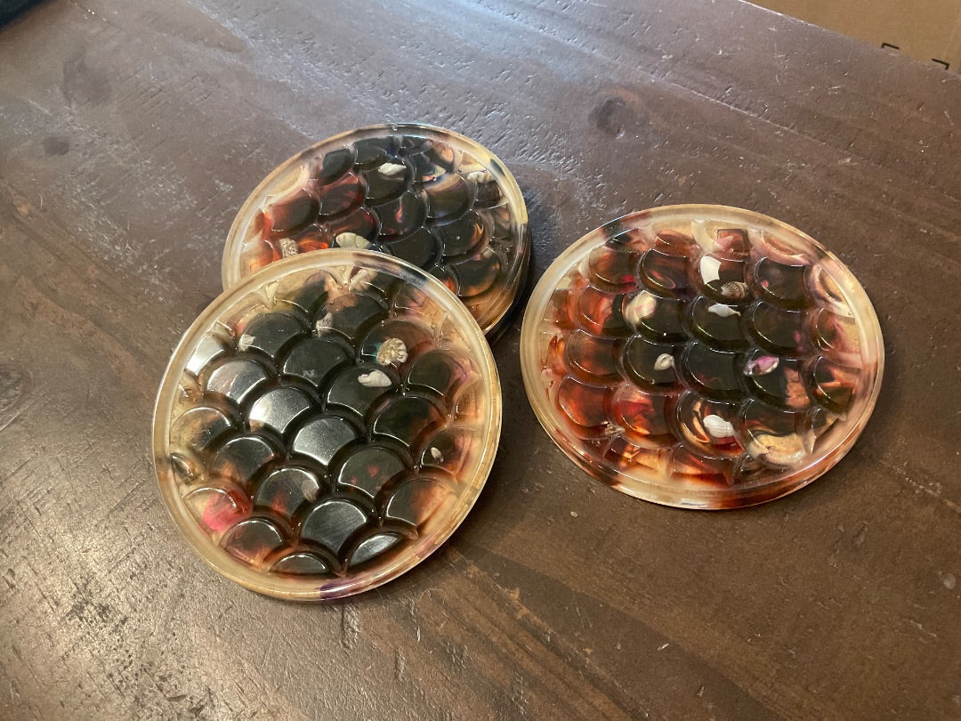 Multi Handmade Dark Mermaid Coasters (4-set)